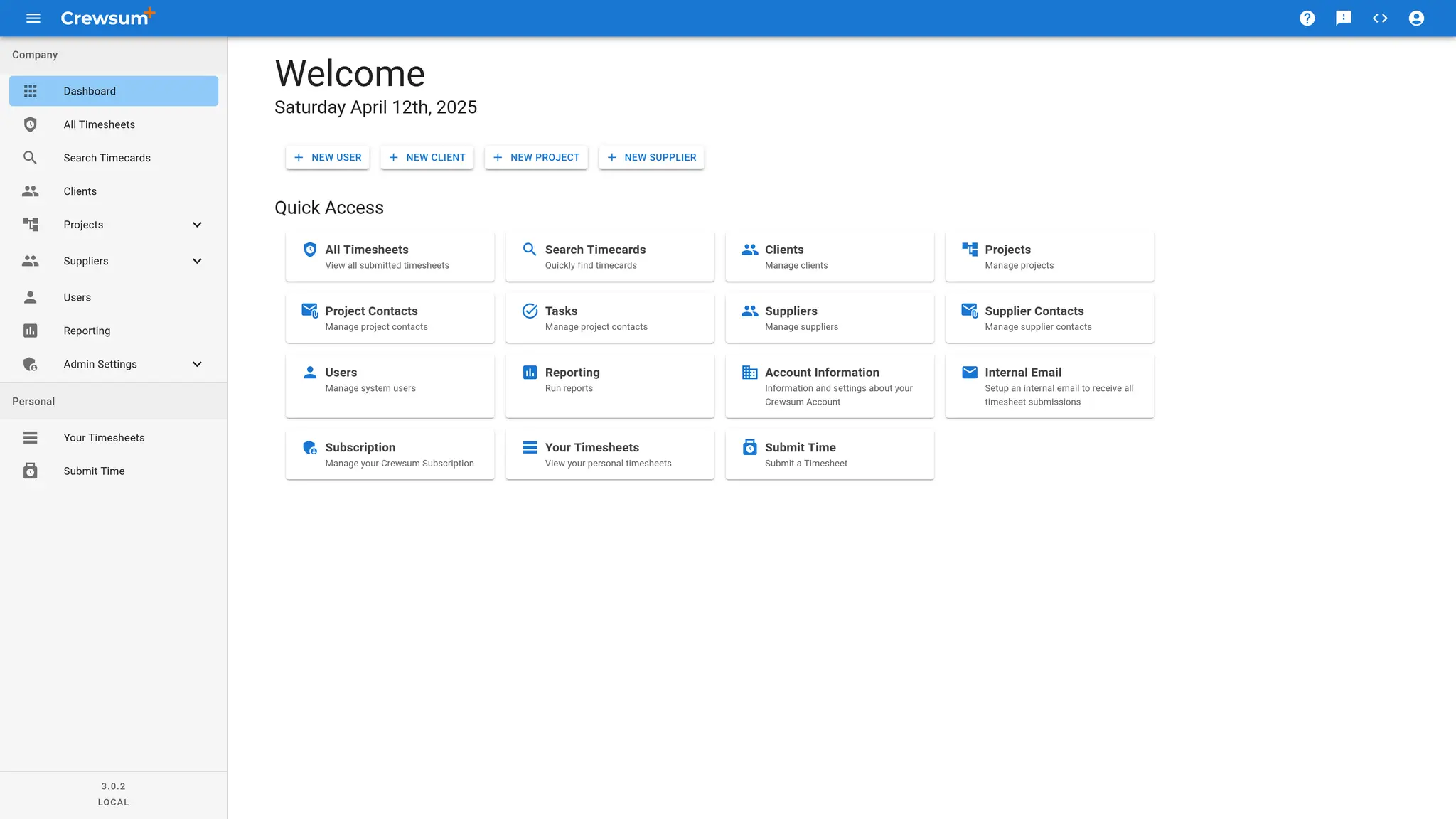 Crewsum dashboard